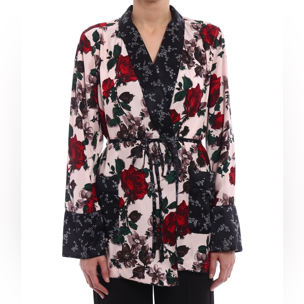 Equipment Theron Silk Robe in Cosmetic Pink Multi